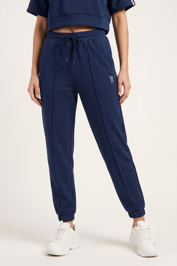 Zivame Knit Poly Athleisure Joggers - Navy Peony — image 2